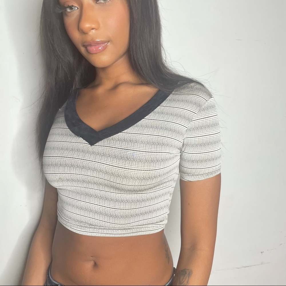 Y2k American Deadstock Striped Crop Top